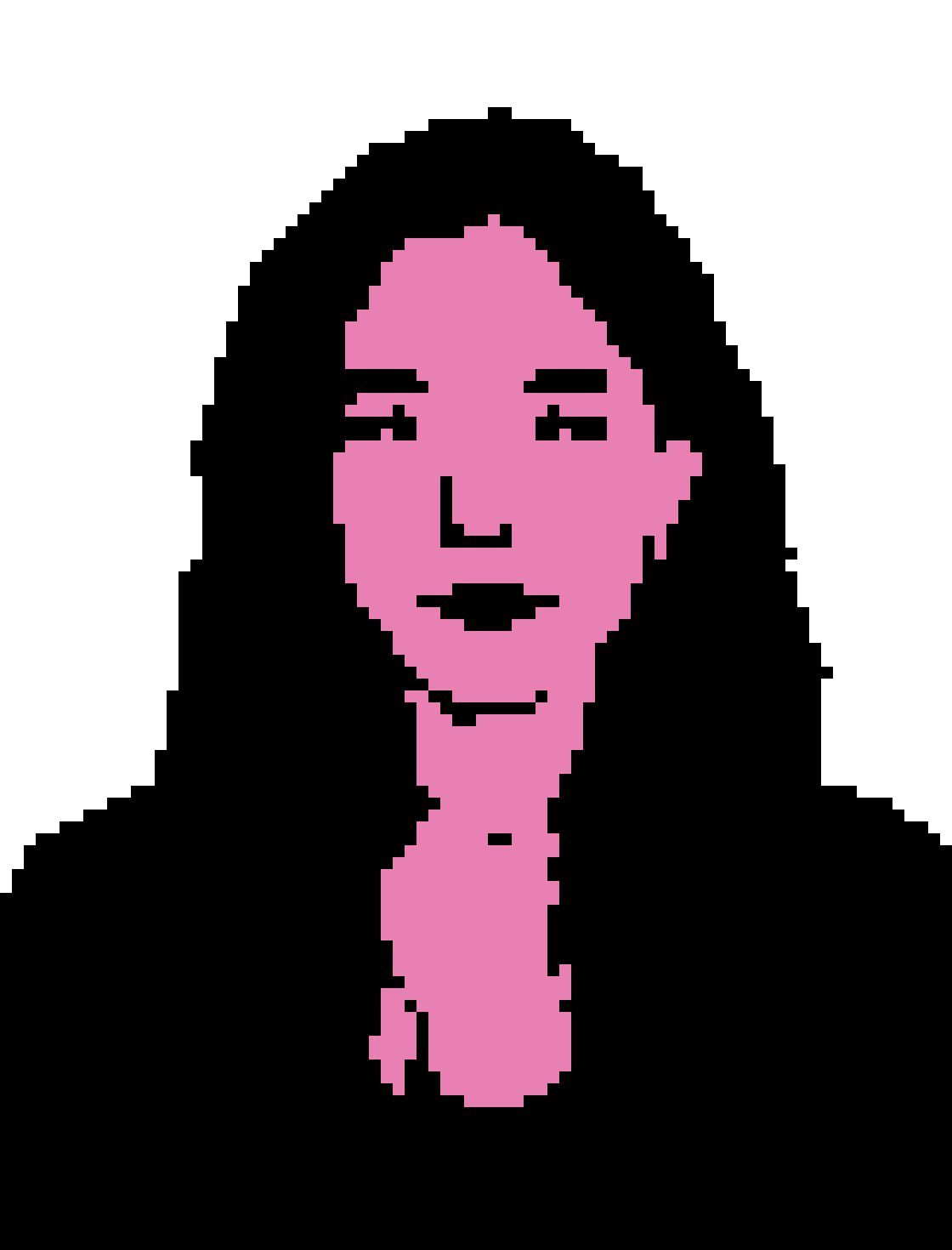Retrato de Clara Valle en pixel art
